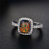 Fine Jewelry Wedding Rings For Women Silver S925 Sterling Opal Multicolor Square Cubic Zirconia Stone Ringen Bridal Bijouterie