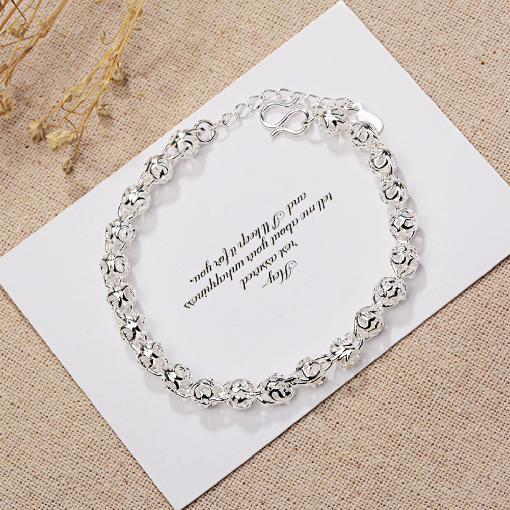 Fine Pretty lovely Hollow ball Chain 925 sterling Silver Bracelet for Women Wedding Party Couple gifts Jewelry