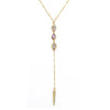 Fine Quality Women Delicate Jewelry Triple Crystal Gem Lariat Necklace Long Gold Spike Pendant Y-Necklace Summer Jewelry
