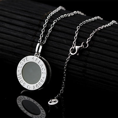 Fine Silver/Gold Color Round Letter Pendant Necklace Women High Quality Natural Jade Pendant Peace Silver 925 Jewelry SN08