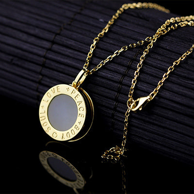 Fine Silver/Gold Color Round Letter Pendant Necklace Women High Quality Natural Jade Pendant Peace Silver 925 Jewelry SN08