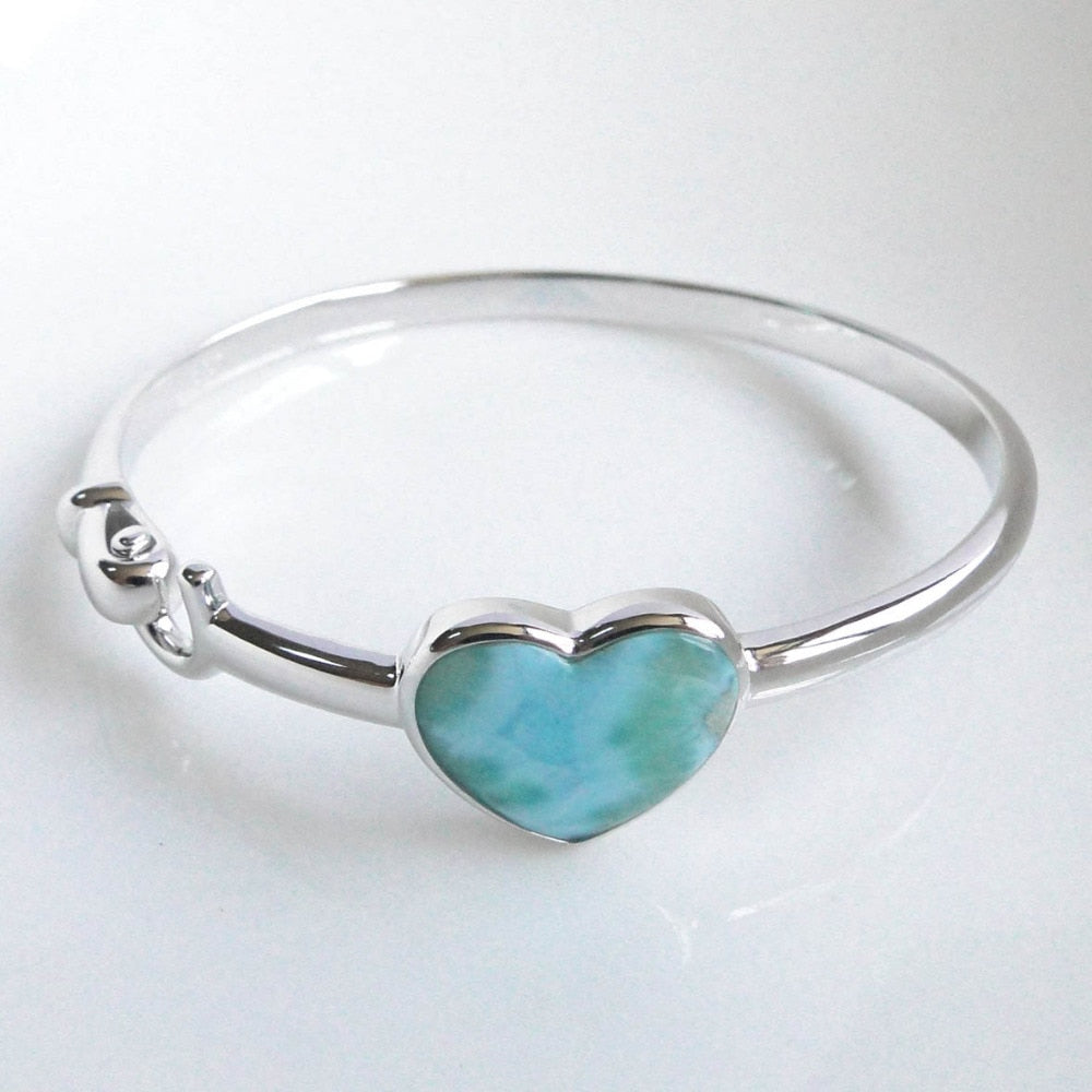 Fine Women Jewelry High Quality Natural Larimar Bracelet Nice Larimar Bangle 100% 925 Sterling Silver Bangle DR030806B as Gift