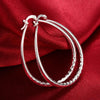 Fine charms 925 sterling Silver 4CM hoop Earrings for Women  party wedding Jewelry Christmas gifts