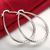Fine charms 925 sterling Silver 4CM hoop Earrings for Women  party wedding Jewelry Christmas gifts