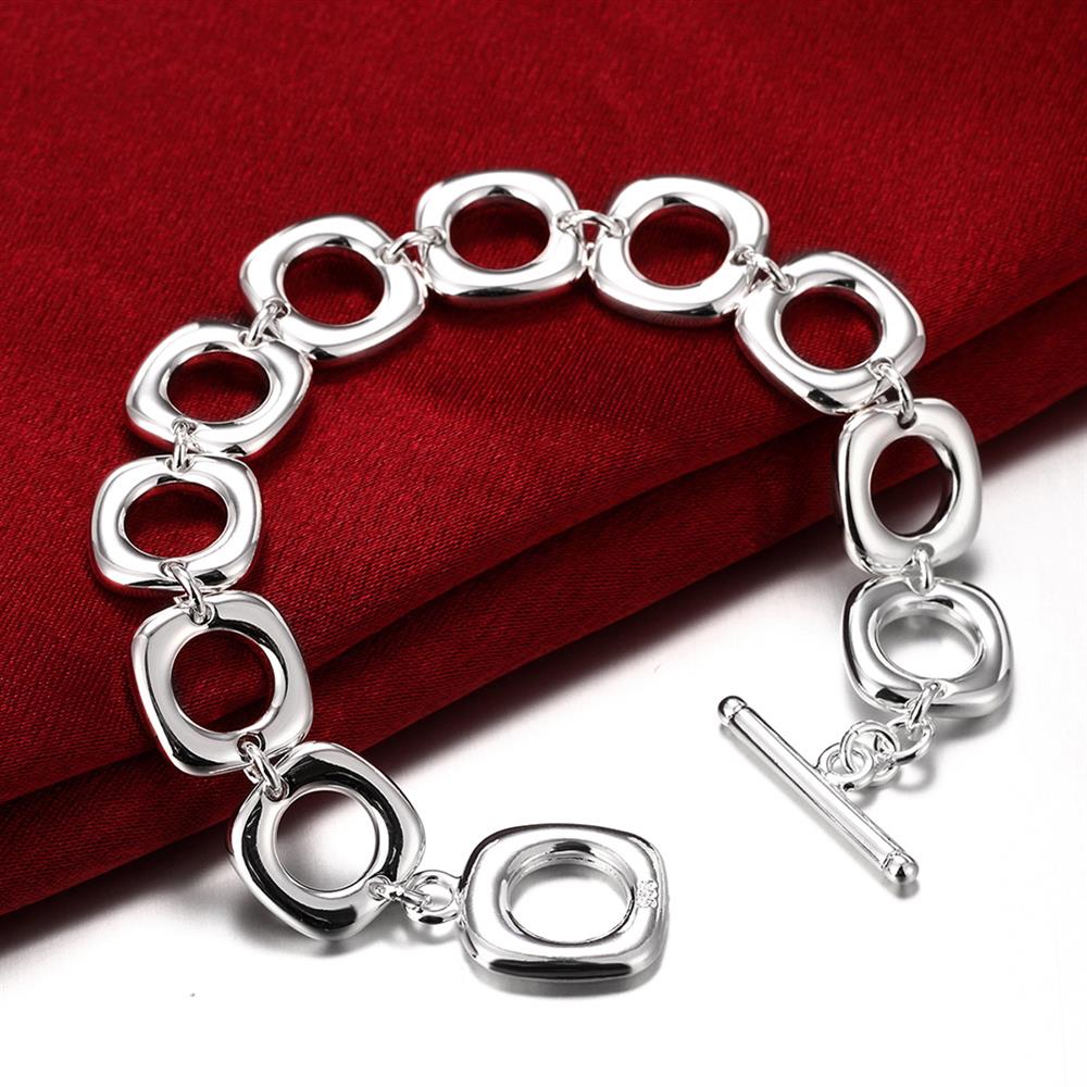 Fine classic Square circle chain 925 sterling silver Bracelets for woman man Wedding party  Jewelry Gifts