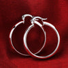 Fine 4CM smooth circle hoop Earrings for Women 925 Sterling Silver Jewelry Christmas gifts party wedding