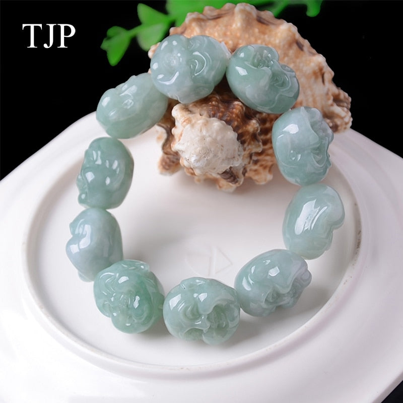 Fine jade jade bracelet natural material Single Buddha head size 21.5*20.4*14.8 mm 103.2 g