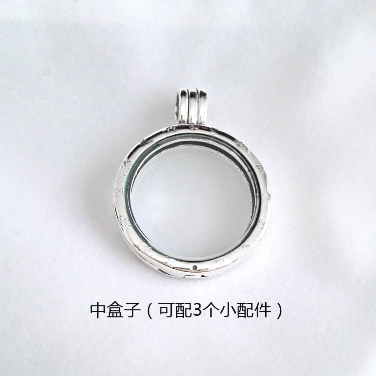 Fine jewelry 925 Sterling Silver Necklace fit AA summer style small stone box collection memories hanging pieces