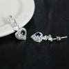 Fine noble 925 Sterling Silver blue Zircon heart stud Earrings for Women wedding engagement party Jewelry Holiday gifts