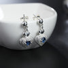 Fine noble 925 Sterling Silver blue Zircon heart stud Earrings for Women wedding engagement party Jewelry Holiday gifts
