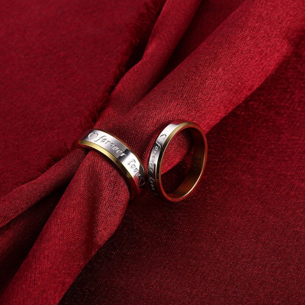 Fine steel Couple jewelry 18K gold Color heart Rings for Women Men Size 6 7 8 9 10 engagement Wedding party gifts