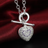 Fine trend 925 sterling Silver romantic heart crystal pendant necklace bracelets Jewelry sets for women Noble Party gift