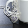 Fine trend 925 sterling Silver romantic heart crystal pendant necklace bracelets Jewelry sets for women Noble Party gift