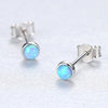 Fire Opal Earrings Silver 925 Elegant Small Sterling Silver Blue Opal Hamsa Stud Earing for Women Orecchini SE0234