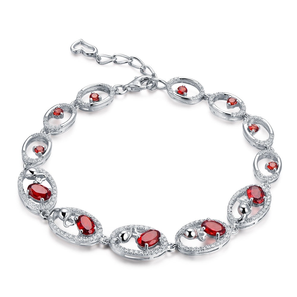 Firework Accessory 6ct Natural Red Garnet Stone Sterling Silver Sky Bracelets