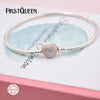 Pure 925 Silver Bracelet with Rose Gold Heart Clasp Fit Brand Charms Beads Anniversary DIY Gift For Jewelry Making