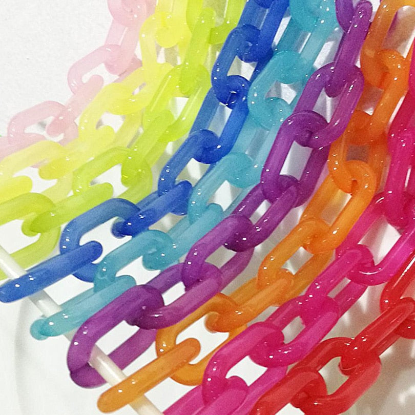 Fish Bone 60cm Acrylic Resin Chain Bag Strap Handbag Plastic Strap Colorful Women Bag Accessories Shoulder Strap Belt