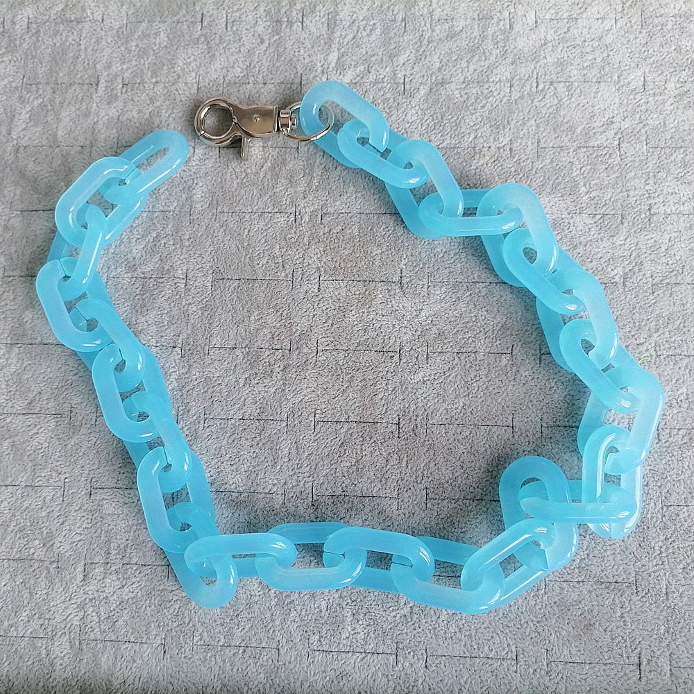 FishSheep Neon Color Acrylic Chain Necklace For Men Women Harajuku Punk Resin Big Choker Necklace 2021 Jewelry