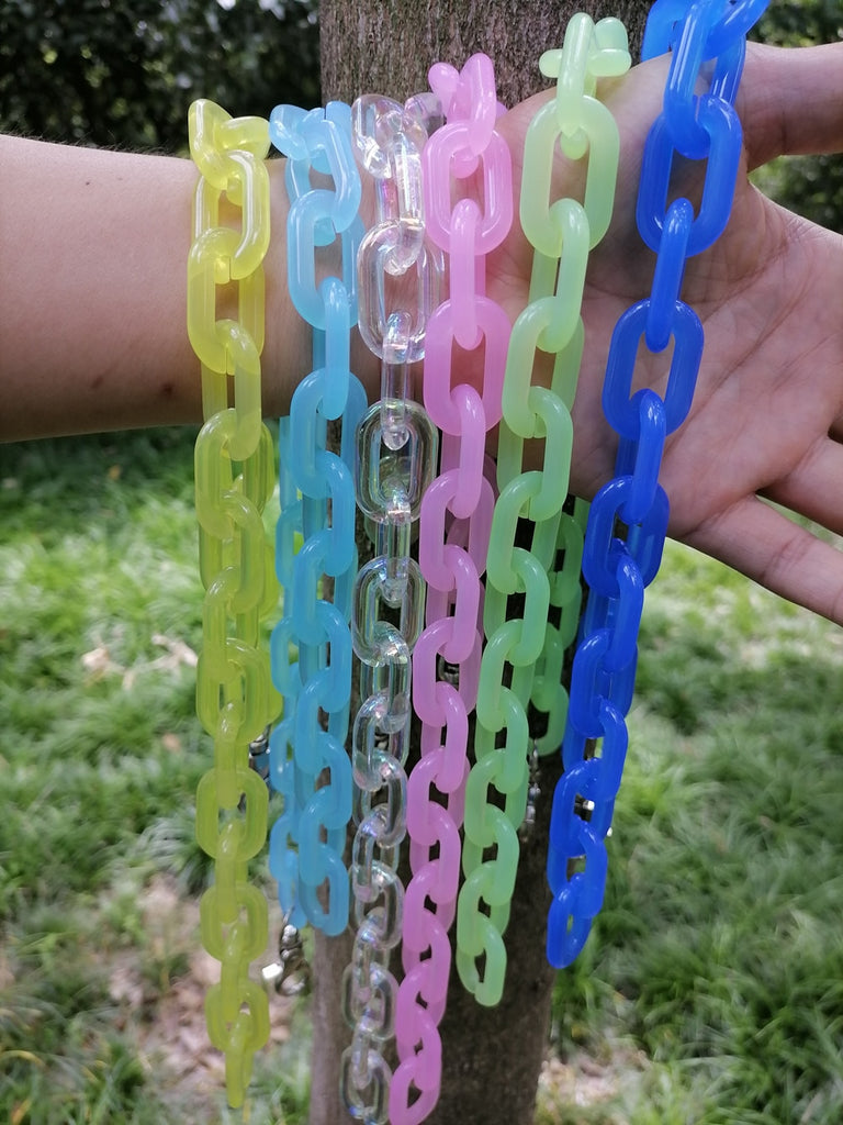 FishSheep Neon Color Acrylic Chain Necklace For Men Women Harajuku Punk Resin Big Choker Necklace 2021 Jewelry