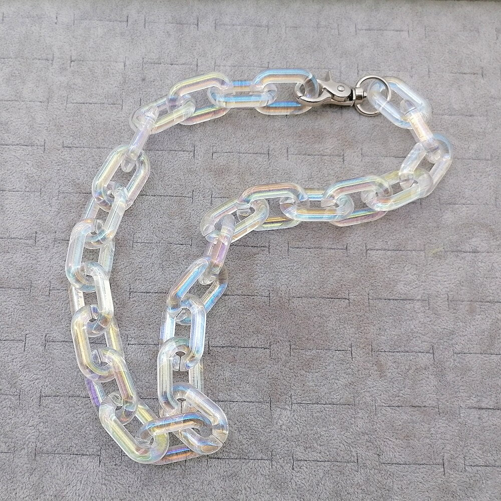 FishSheep Transparent Acrylic Chain Lock Necklace For Men Resin