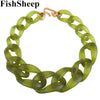 FishSheep Frosted Olive Green Acrylic Choker Necklace For Women Resin Big Chunky Chain Pendant Necklaces 2021 Jewelr