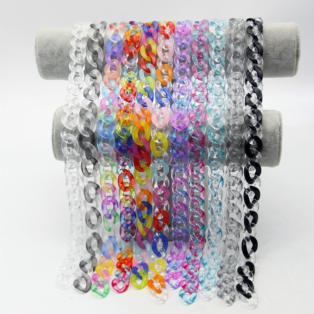 FishSheep Rock Punk Clear Acrylic Chain Necklace For Men Women Mixed Color Chain Lock Pendant Necklace 2022 Jewelry Gift