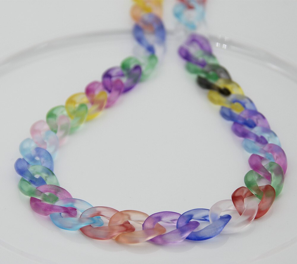 FishSheep Rock Punk Clear Acrylic Chain Necklace For Men Women Mixed Color Chain Lock Pendant Necklace 2022 Jewelry Gift