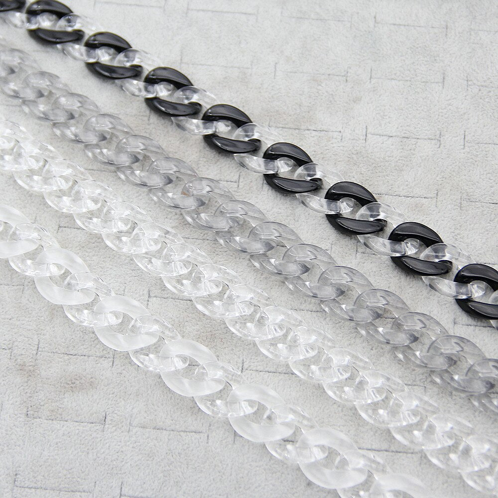 FishSheep Rock Punk Clear Acrylic Chain Necklace For Men Women Mixed Color Chain Lock Pendant Necklace 2022 Jewelry Gift