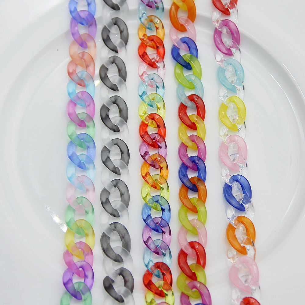 FishSheep Rock Punk Clear Acrylic Chain Necklace For Men Women Mixed Color Chain Lock Pendant Necklace 2021 Jewelry Gift