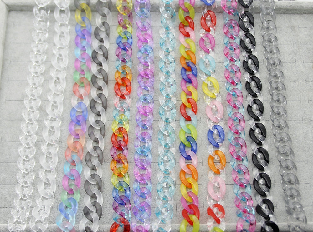 FishSheep Rock Punk Clear Acrylic Chain Necklace For Men Women Mixed Color Chain Lock Pendant Necklace 2021 Jewelry Gift