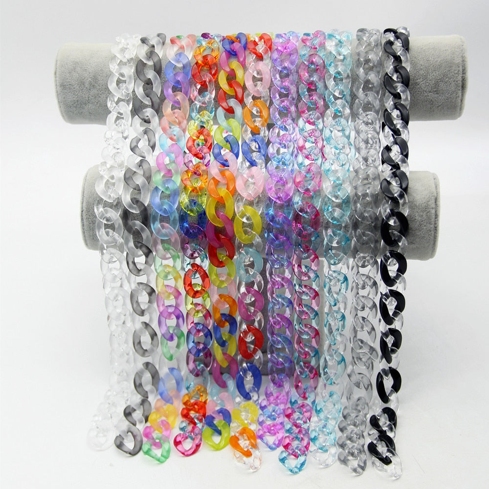 FishSheep Rock Punk Clear Acrylic Chain Necklace For Men Women Mixed Color Chain Lock Pendant Necklace 2021 Jewelry Gift