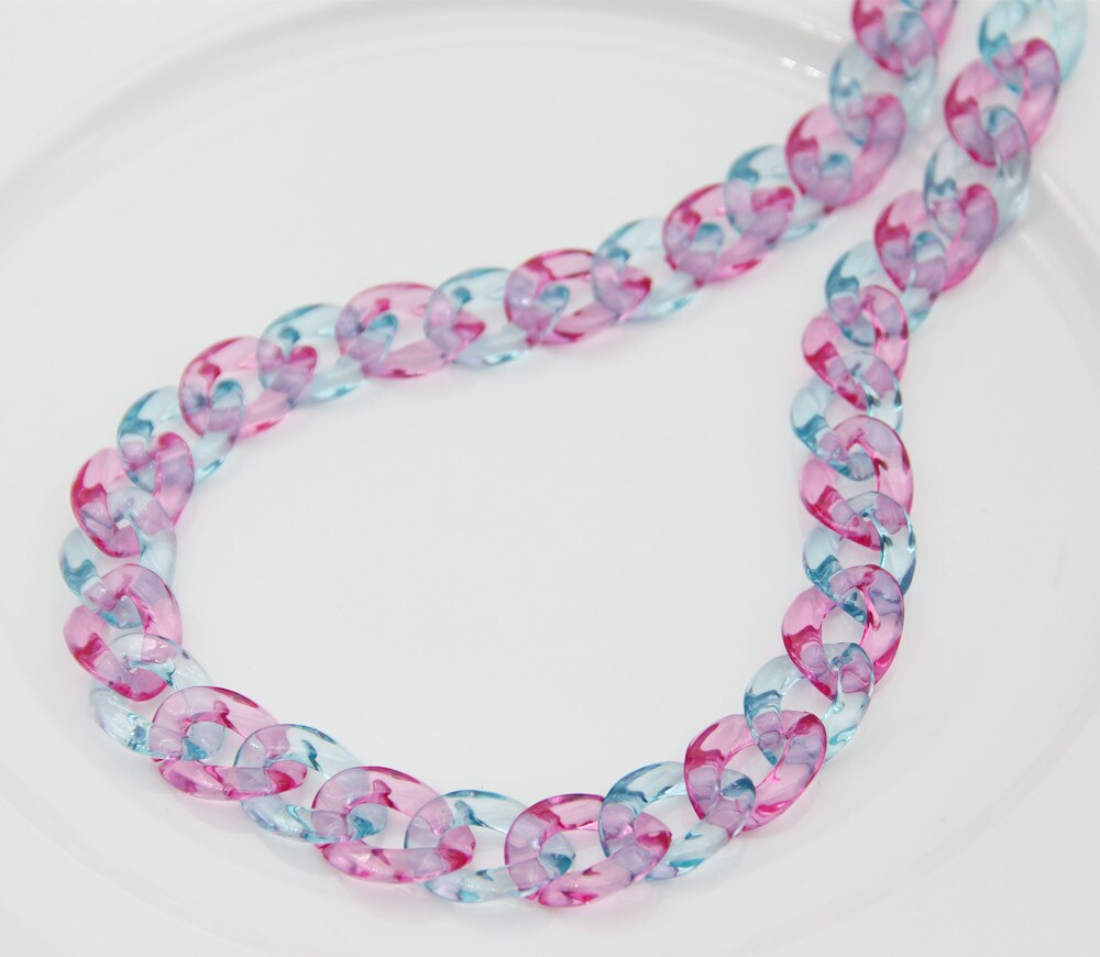 FishSheep Rock Punk Clear Acrylic Chain Necklace For Men Women Mixed Color Chain Lock Pendant Necklace 2022 Jewelry Gift