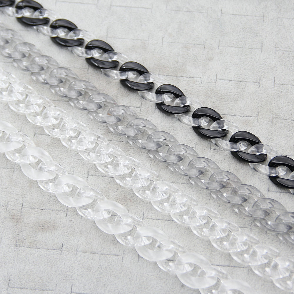 FishSheep Rock Punk Clear Acrylic Chain Necklace For Men Women Mixed Color Chain Lock Pendant Necklace 2021 Jewelry Gift