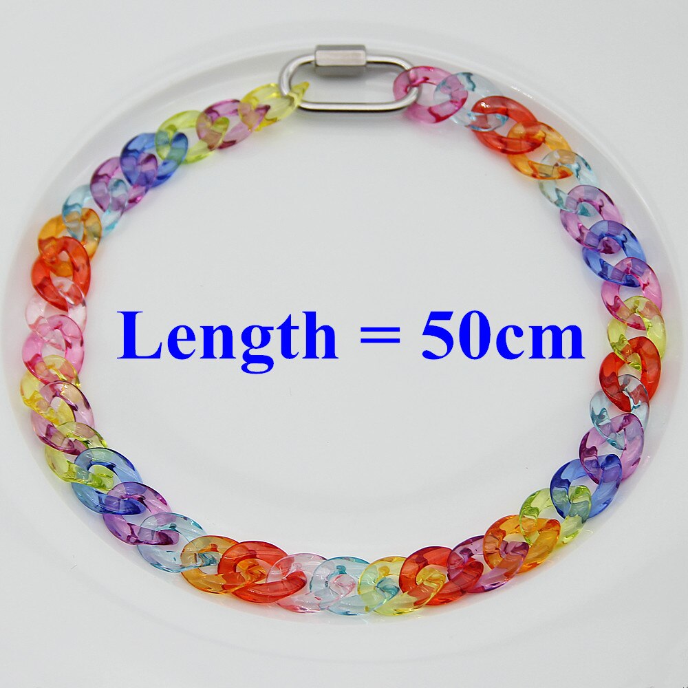 FishSheep Rock Punk Clear Acrylic Chain Necklace For Men Women Mixed Color Chain Lock Pendant Necklace 2022 Jewelry Gift