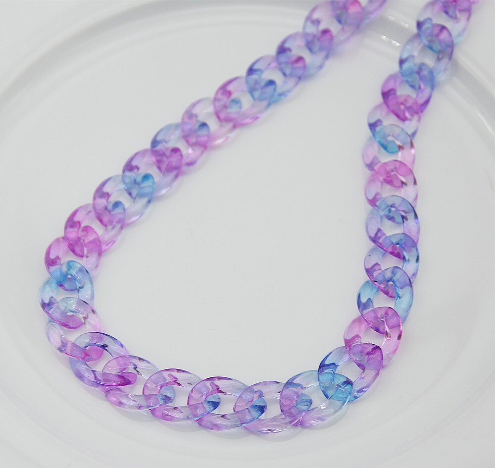 FishSheep Rock Punk Clear Acrylic Chain Necklace For Men Women Mixed Color Chain Lock Pendant Necklace 2021 Jewelry Gift