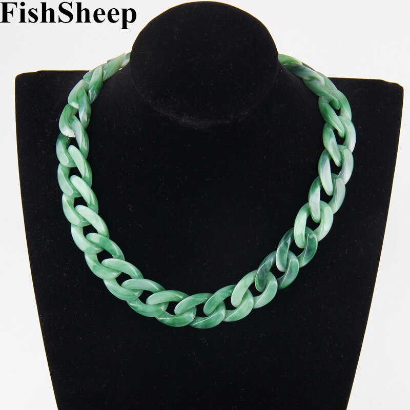 FishSheep Statement Acrylic Chain Long Necklace For Women Vintage Plastic Multi Color Link Chain Choker Necklaces & Pendants
