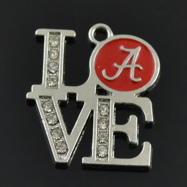 10pcs Metal enamel rhodium filled NCAA University of Alabama Crimson Tide charms jewelry