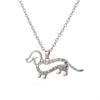 Animal Crystal Cute Little Puppy Dog Pendant Necklace Silver Plated Dachshund Necklace dog jewelry for women Gift
