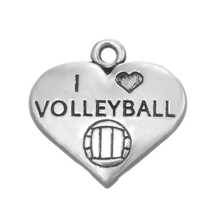 Best Selling Antique Silver Tone 20PCS Vintage Circle Volleyball Pendant Charms Volleyball Jewelry