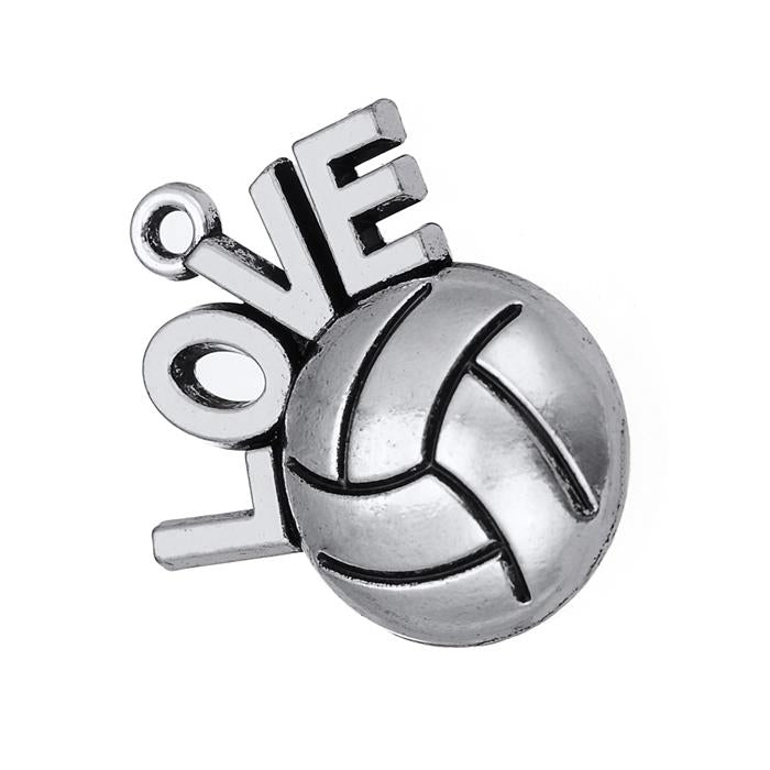 Best Selling Antique Silver Tone 20PCS Vintage Circle Volleyball Pendant Charms Volleyball Jewelry