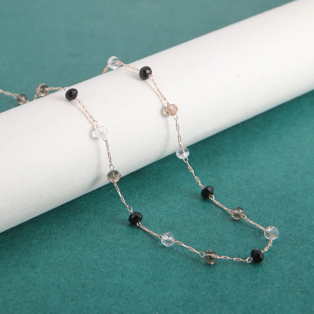 Fishhook Crystal Black Pure Short Choker Necklace Rose Gold Color Boho Bohemia Gift For Woman Girl Chain Necklaces Jewelry