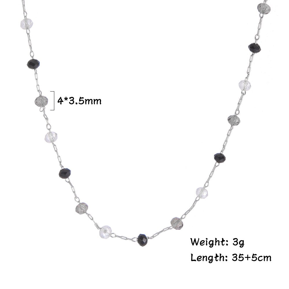 Fishhook Crystal Black Pure Short Choker Necklace Rose Gold Color Boho Bohemia Gift For Woman Girl Chain Necklaces Jewelry