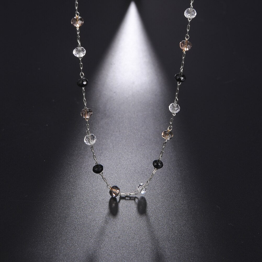 Fishhook Crystal Black Pure Short Choker Necklace Rose Gold Color Boho Bohemia Gift For Woman Girl Chain Necklaces Jewelry