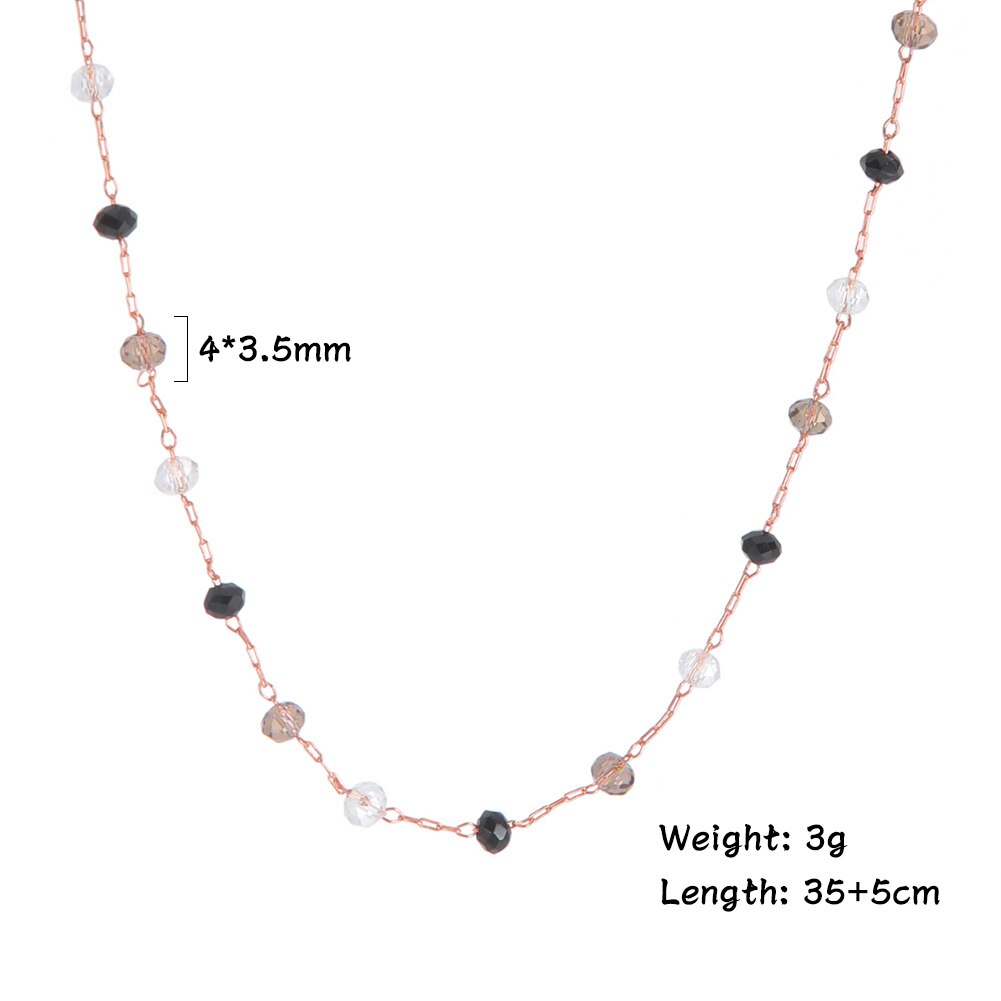 Fishhook Crystal Black Pure Short Choker Necklace Rose Gold Color Boho Bohemia Gift For Woman Girl Chain Necklaces Jewelry