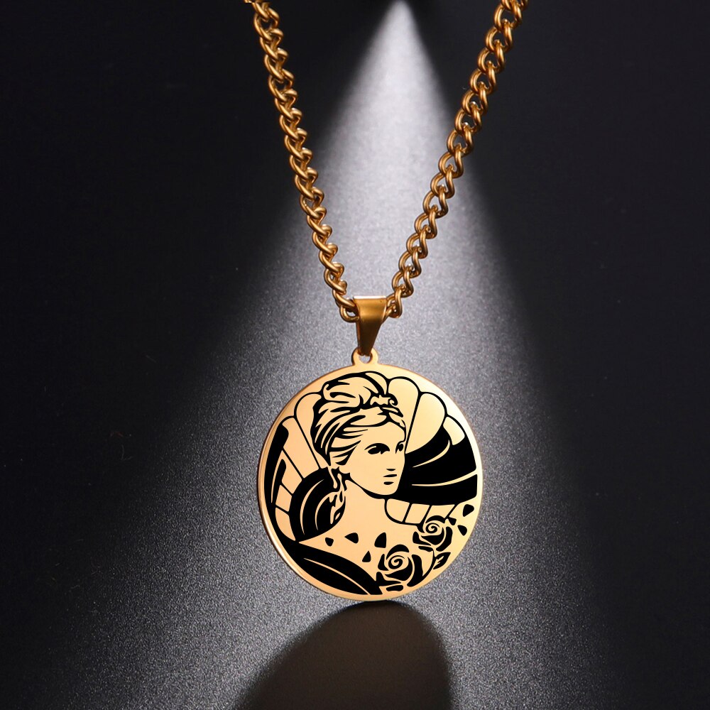 Fishhook Greek Mythology APHRODITE Necklace God King Of Bueaty Love Supernatural Gold Color Stainless Steel Gift For Man Woman