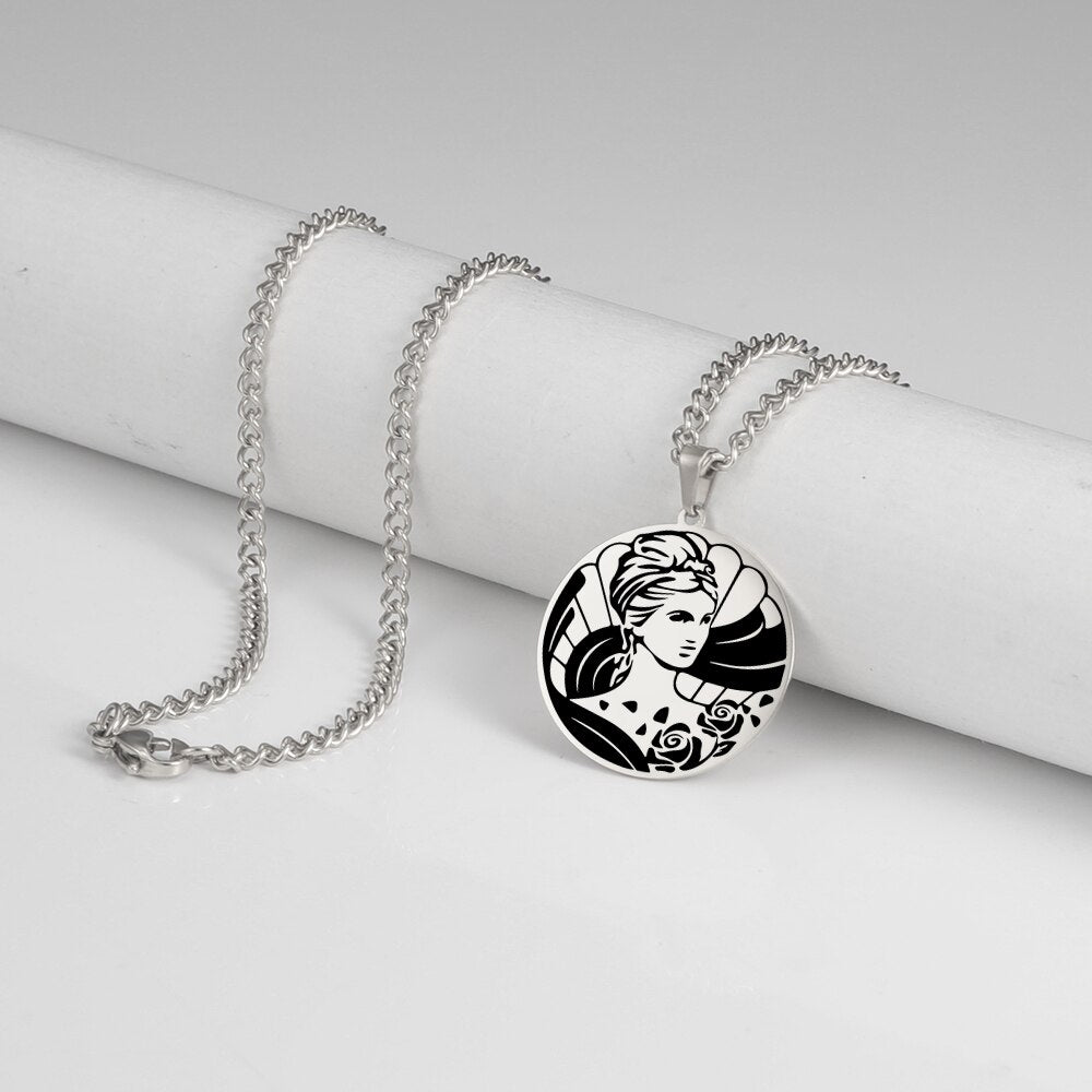 Fishhook Greek Mythology APHRODITE Necklace God King Of Bueaty Love Supernatural Gold Color Stainless Steel Gift For Man Woman