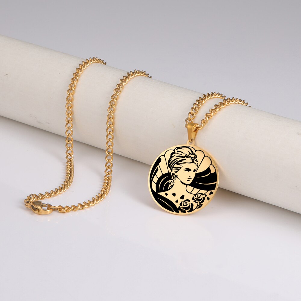 Fishhook Greek Mythology APHRODITE Necklace God King Of Bueaty Love Supernatural Gold Color Stainless Steel Gift For Man Woman