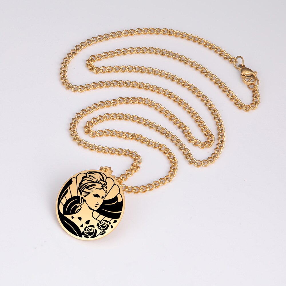 Fishhook Greek Mythology APHRODITE Necklace God King Of Bueaty Love Supernatural Gold Color Stainless Steel Gift For Man Woman
