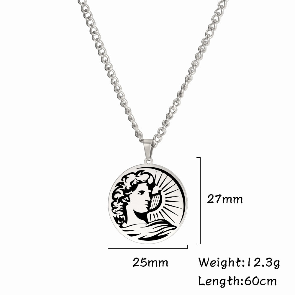 Fishhook Greek Mythology APOLLO Necklace God King Of Sun Hope Supernatural Gold Color Stainless Steel Gift For Man Woman Jewelry