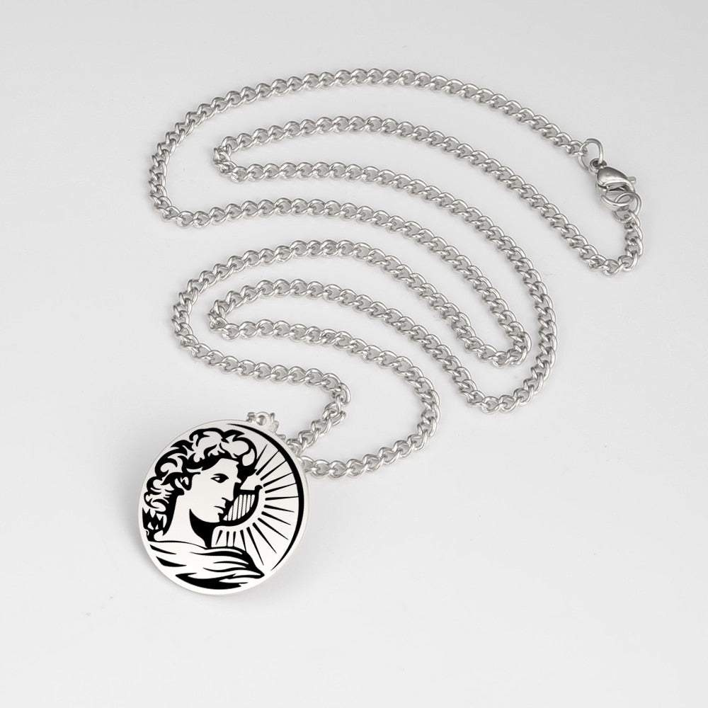 Fishhook Greek Mythology APOLLO Necklace God King Of Sun Hope Supernatural Gold Color Stainless Steel Gift For Man Woman Jewelry